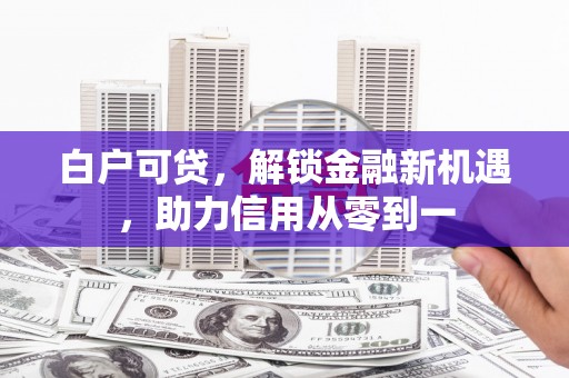 涞水白户可贷，解锁金融新机遇，助力信用从零到一