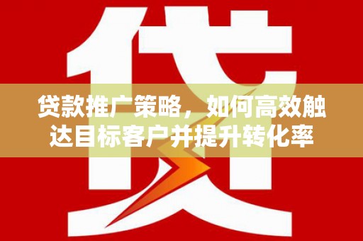 涞水贷款推广策略，如何高效触达目标客户并提升转化率